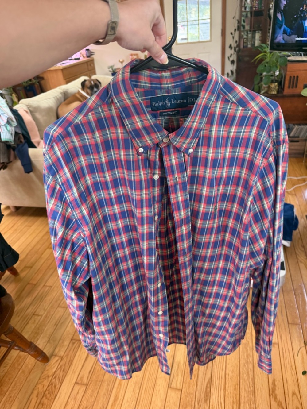Ralph Lauren Red and Blue Plaid Button-Down Shirt - Men's